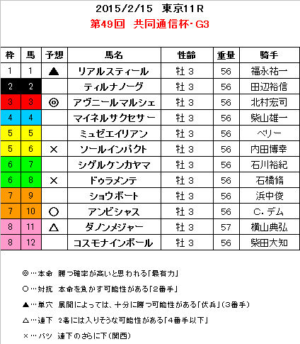共同通信杯 予想