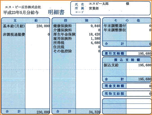 給与明細書