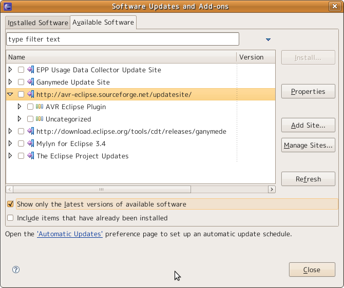 Screenshot-Software Updates and Add-ons