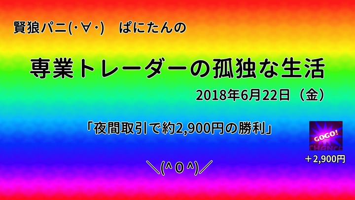 専業トレーダーの孤独な生活20180622