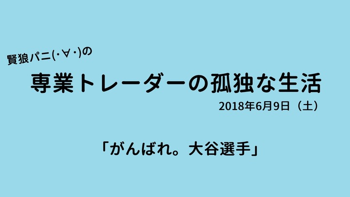 専業トレーダーの孤独な生活20180609