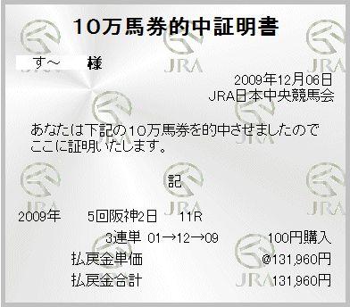 2009年12月6日阪神11Rジャパンカップダートno.2