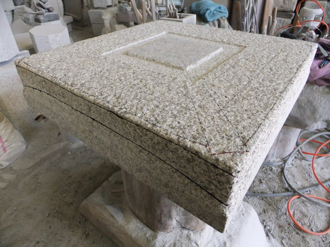 石灯篭の作り方 西ノ屋灯篭の笠 製作工程その5「雨かえし」 : 岡崎市