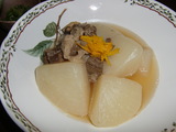 丸大根と牛筋肉の煮物の完成