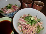 鮪(マグロ)のタタキ風 漬け丼(づけどん)の完成