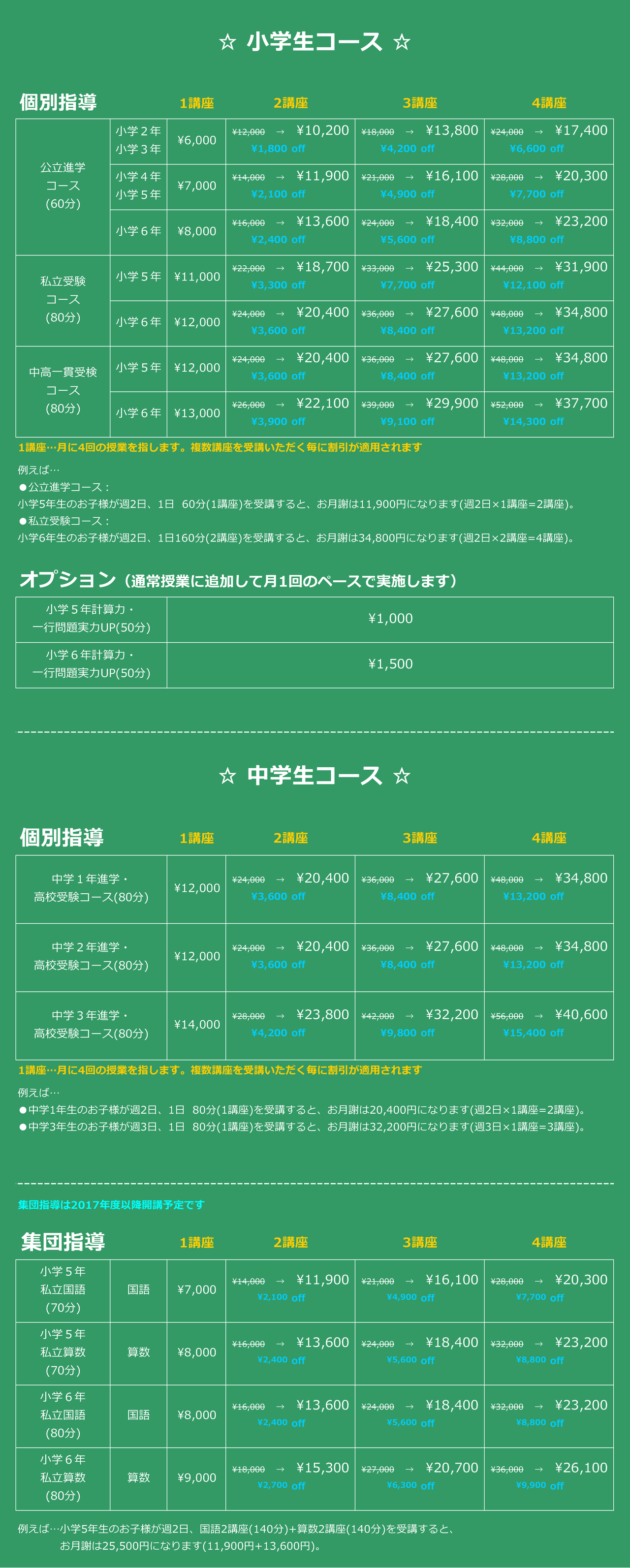 コースと料金
