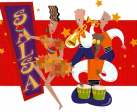 salsa dancer and band
