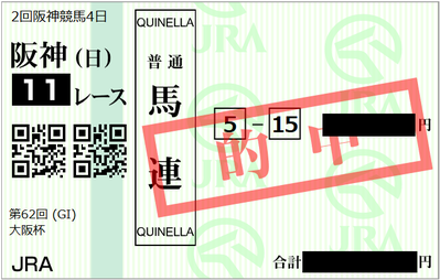 2018年4月1日大阪杯馬連