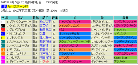 九州スポーツ杯2017予想