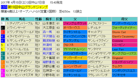 中山グランドジャンプ2017予想