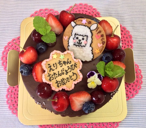 アルパカのクッキー乗せチョコレートケーキ rina s