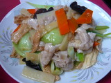 ユバと豚肉とチンゲン菜炒め