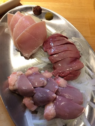 鶏刺身3種盛