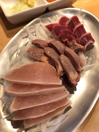鶏刺身三種盛