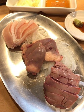 鶏刺身三種盛