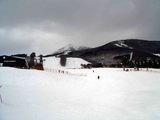 磐梯山をバックに