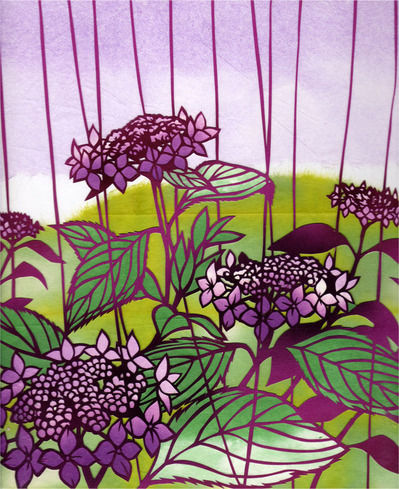 紫陽花　絵 大久保佳代子 「紫陽花」 水彩6号大（40×30cm） - 一枚の繪オンライン