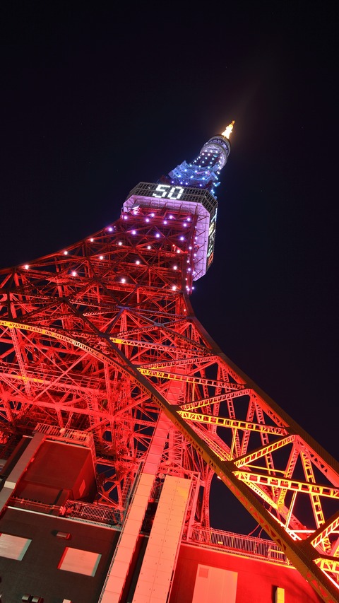 見上げた東京タワーの壁紙