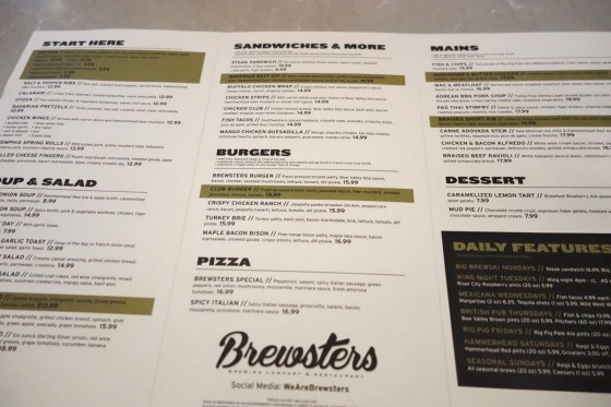 Brewsters フードメニュー