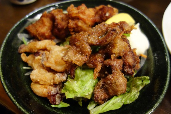 鶏・ラム・タコの三種のザンギ(850円)