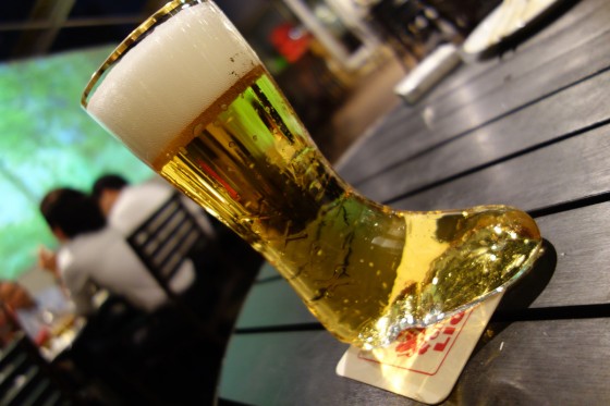 ブーツグラスでサッポロビール