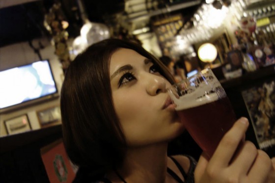 ビールにキッス