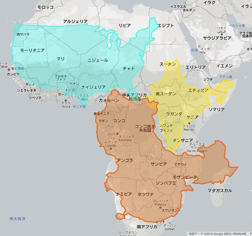 アフリカの大きさ