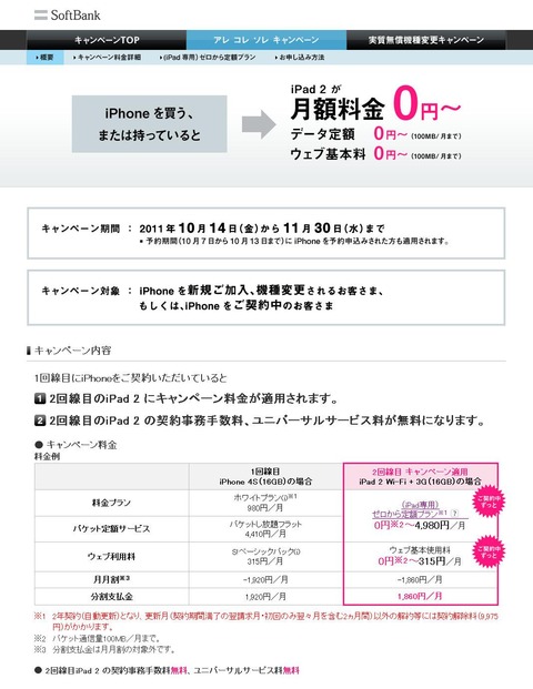 2011-10-16 アレ コレ ソレ キャンペーン ソフトバンクモバイル