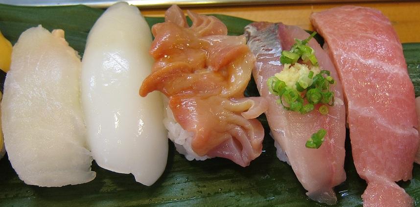 皮剥・白烏賊・赤貝・鯵・鮪