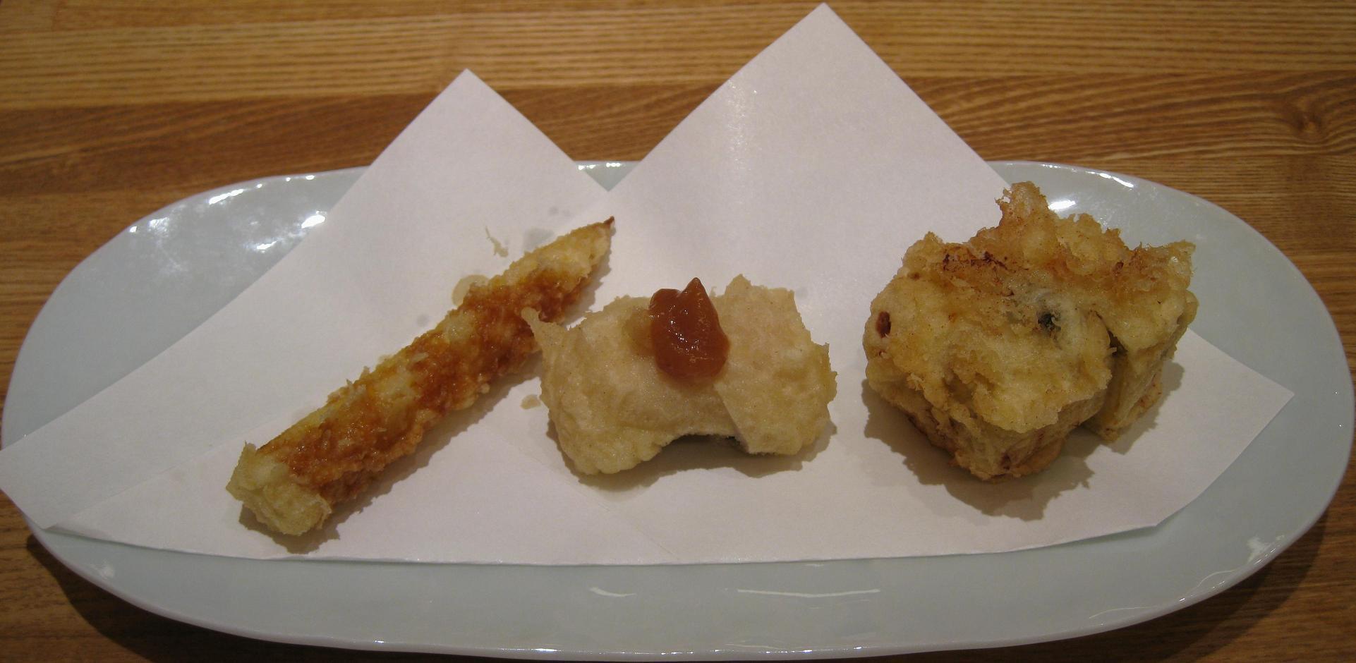 ヤングコーン・鱧・鮑のテリーヌ