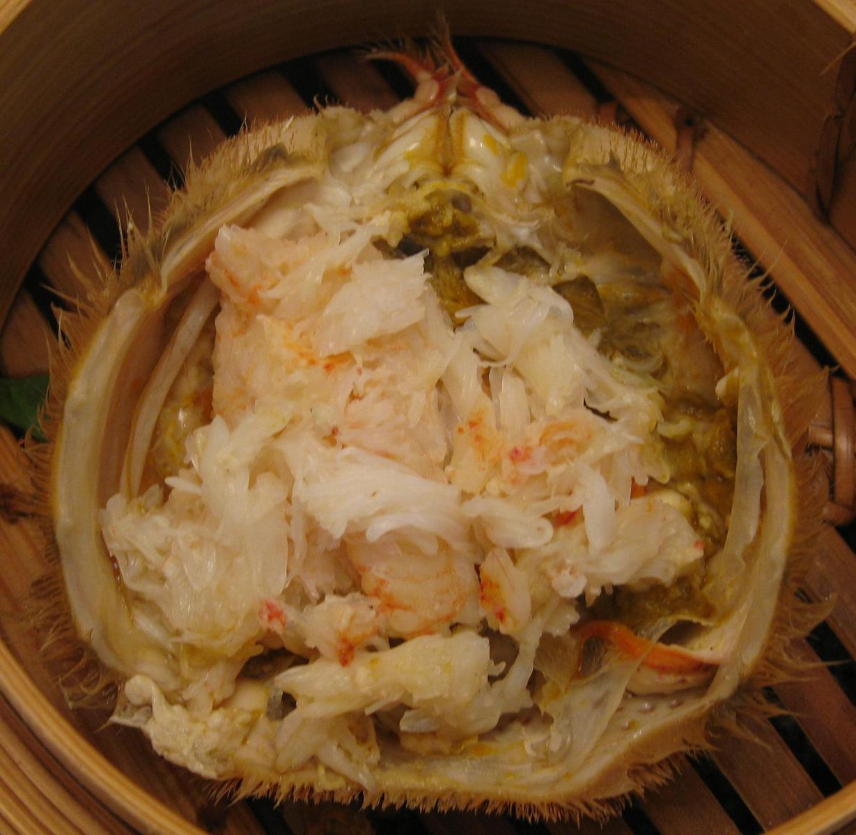 活毛蟹甲羅蒸し