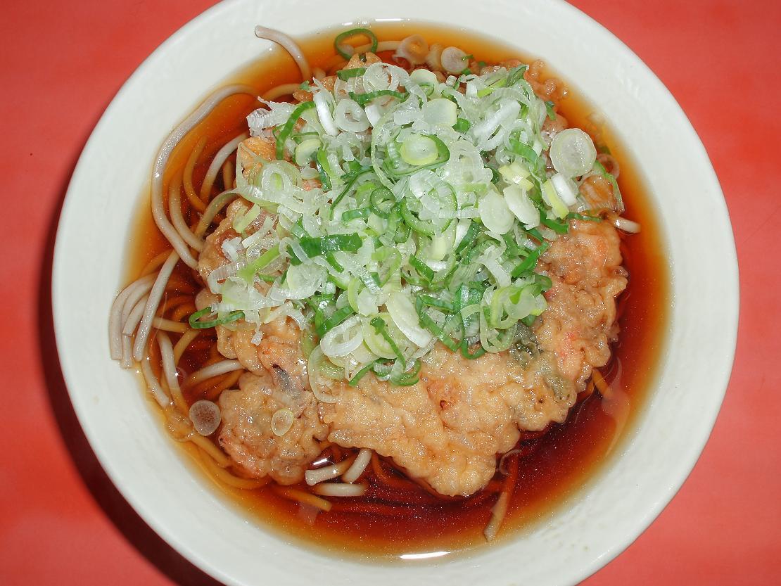 かき揚げ天そば葱だくで!