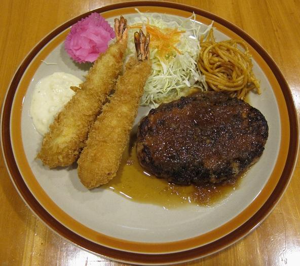 ハンバーグ&エビフライ