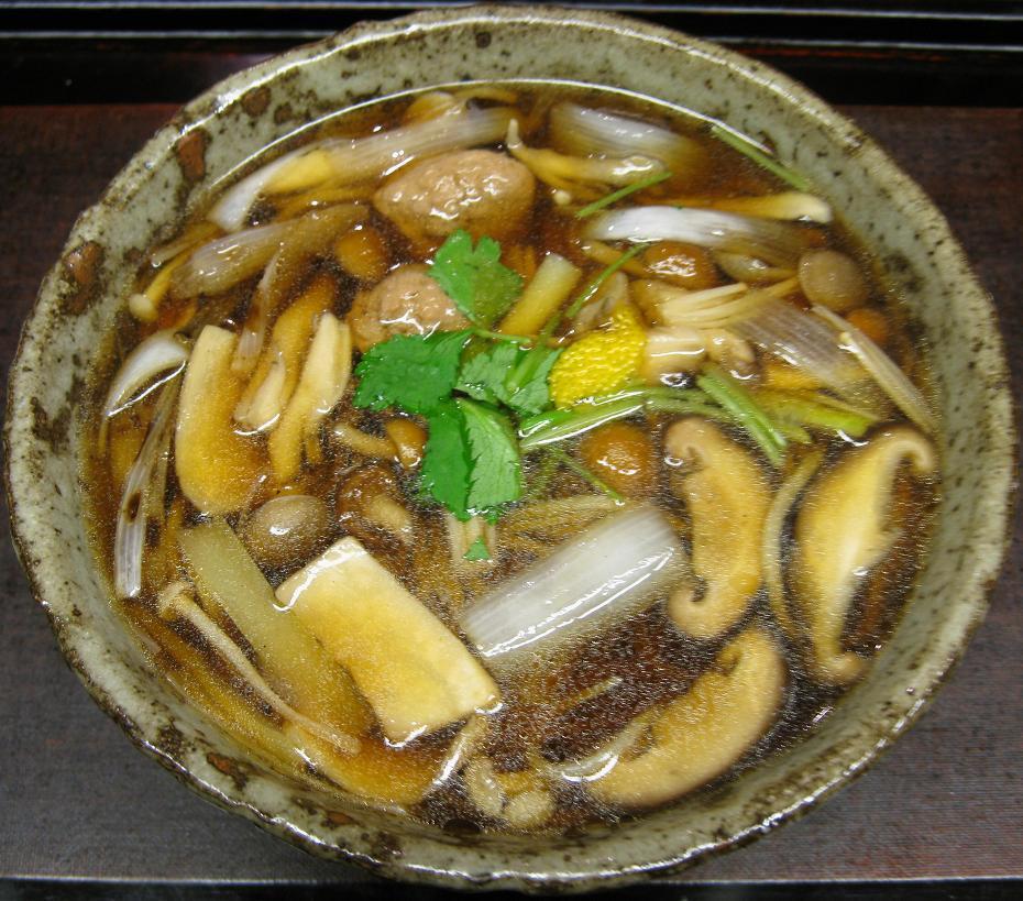 鴨つくねときのこのそば