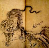 獅子虎図屏風左隻