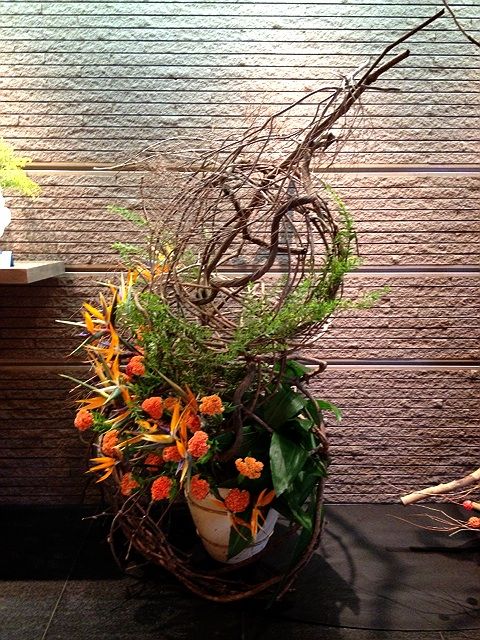 草月流 花展 蔓 鶏頭 ストレチア<br />