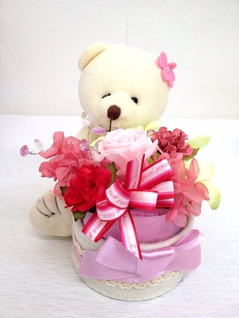 プリザーブドフラワー クマのぬいぐるみ