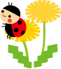 たんぽぽとテントウムシ1匹