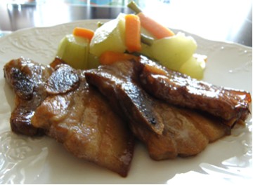 porc cuit au jus de pommes