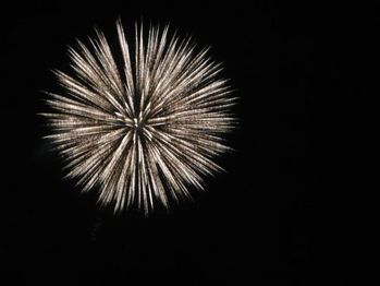秋祭りの花火が夜空に咲いていました。