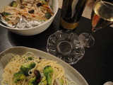 パスタと鮭