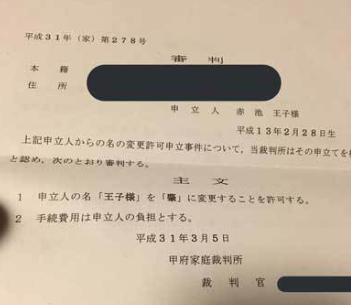 王子様改名