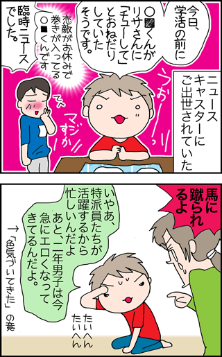 ちくわの穴から星☆を見た *4コマ-ニュースキャスター2