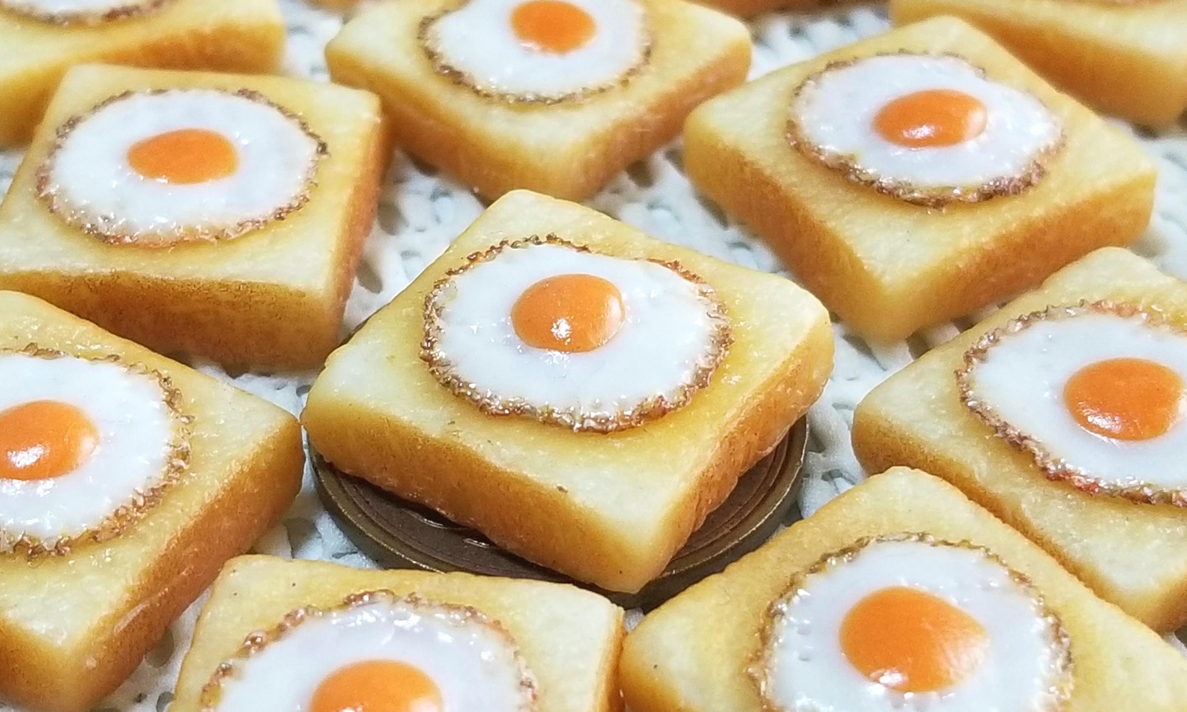 ラピュタトースト,パン,目玉焼き,樹脂粘土,ミニチュアフード,ドール