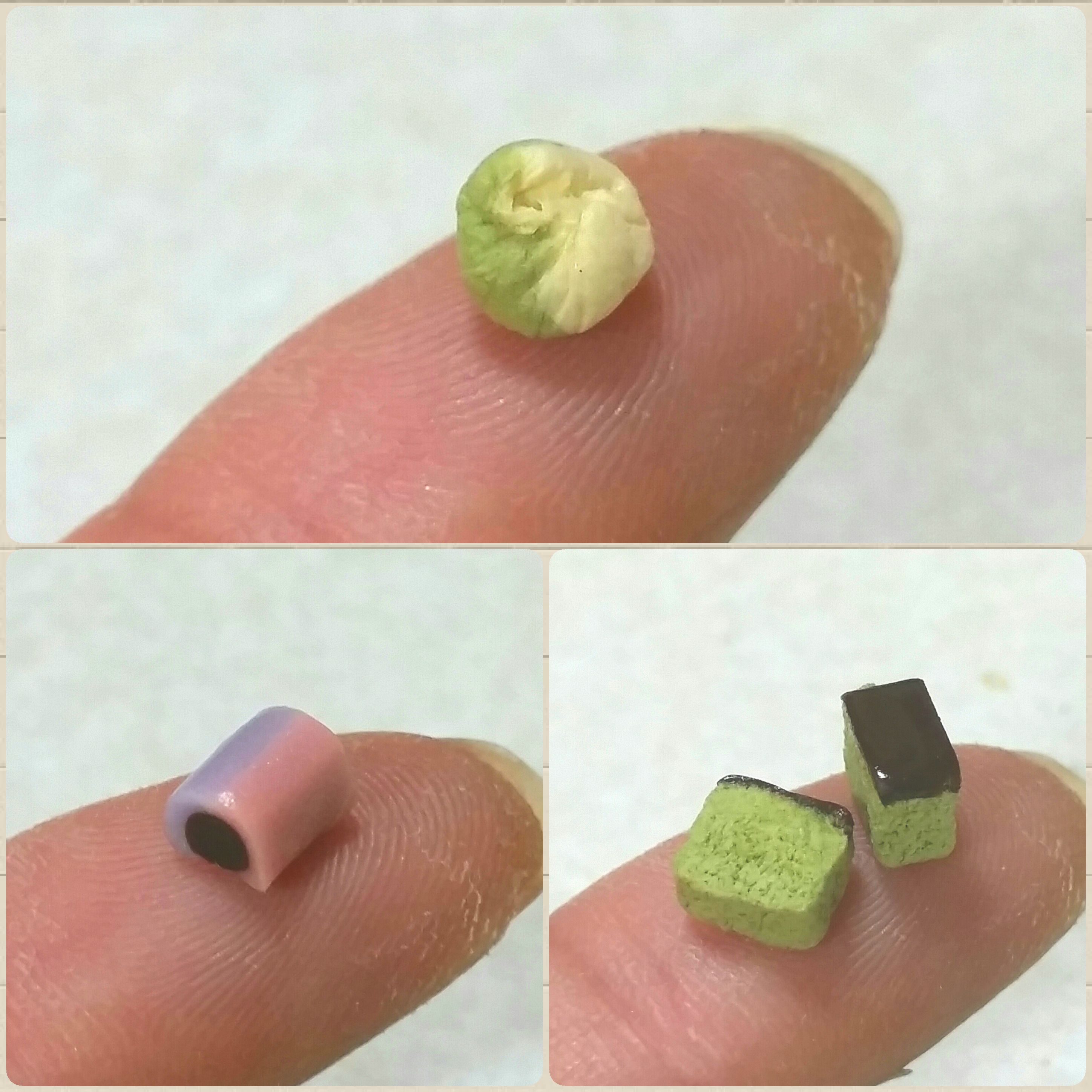 樹脂粘土,ミニチュアフード,小さな和菓子,可愛い生菓子,抹茶カステラ