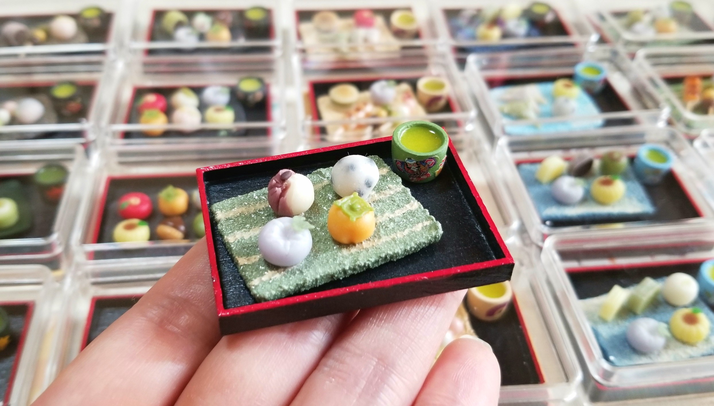 ミニチュアフード,和菓子セット,樹脂粘土,フェイクフード,手作り