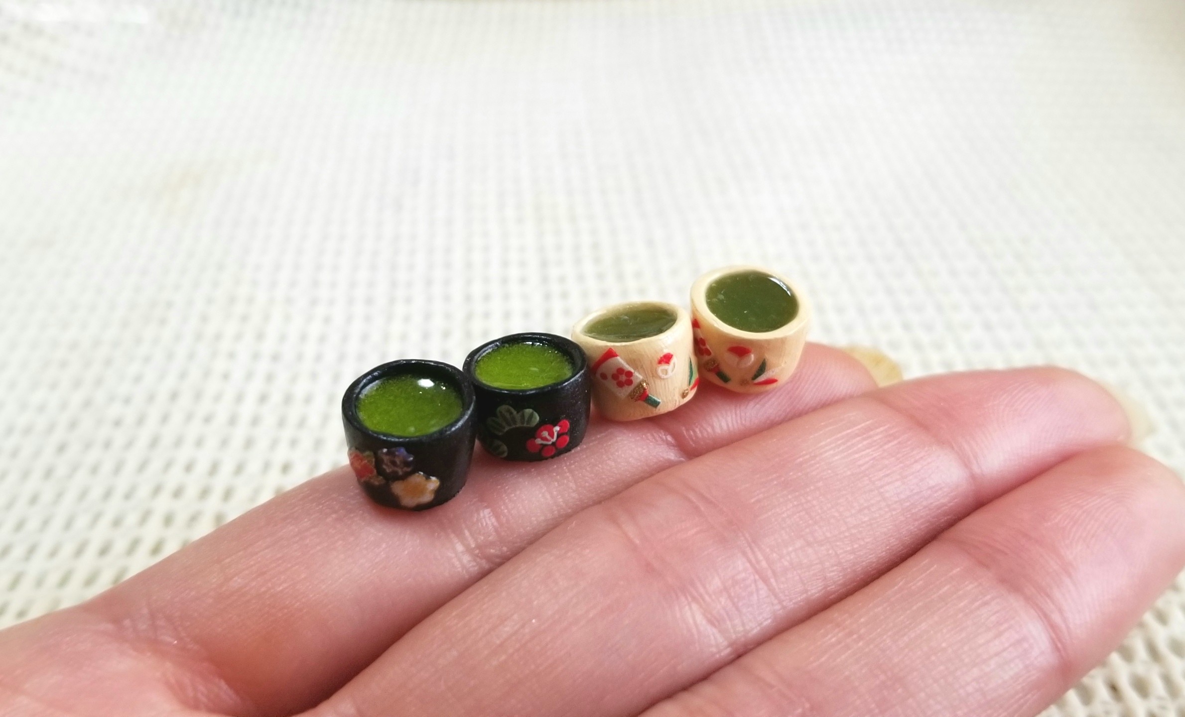 ミニチュアフード,ミンネ,オーダー品,お抹茶,UVレジン,和柄,和風