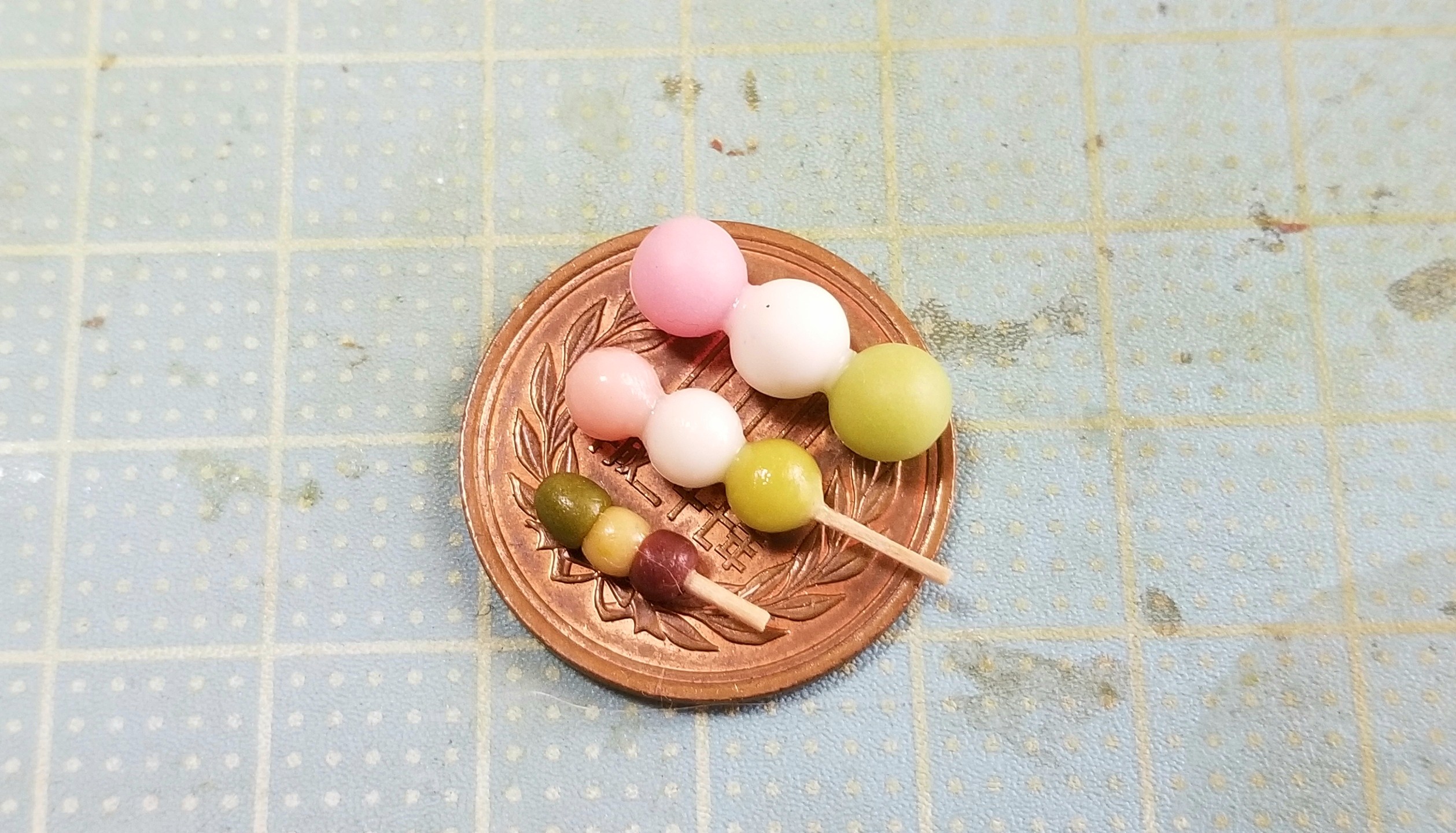 三色団子,和菓子,作り方,ミニチュアフード,樹脂粘土,ドールハウス