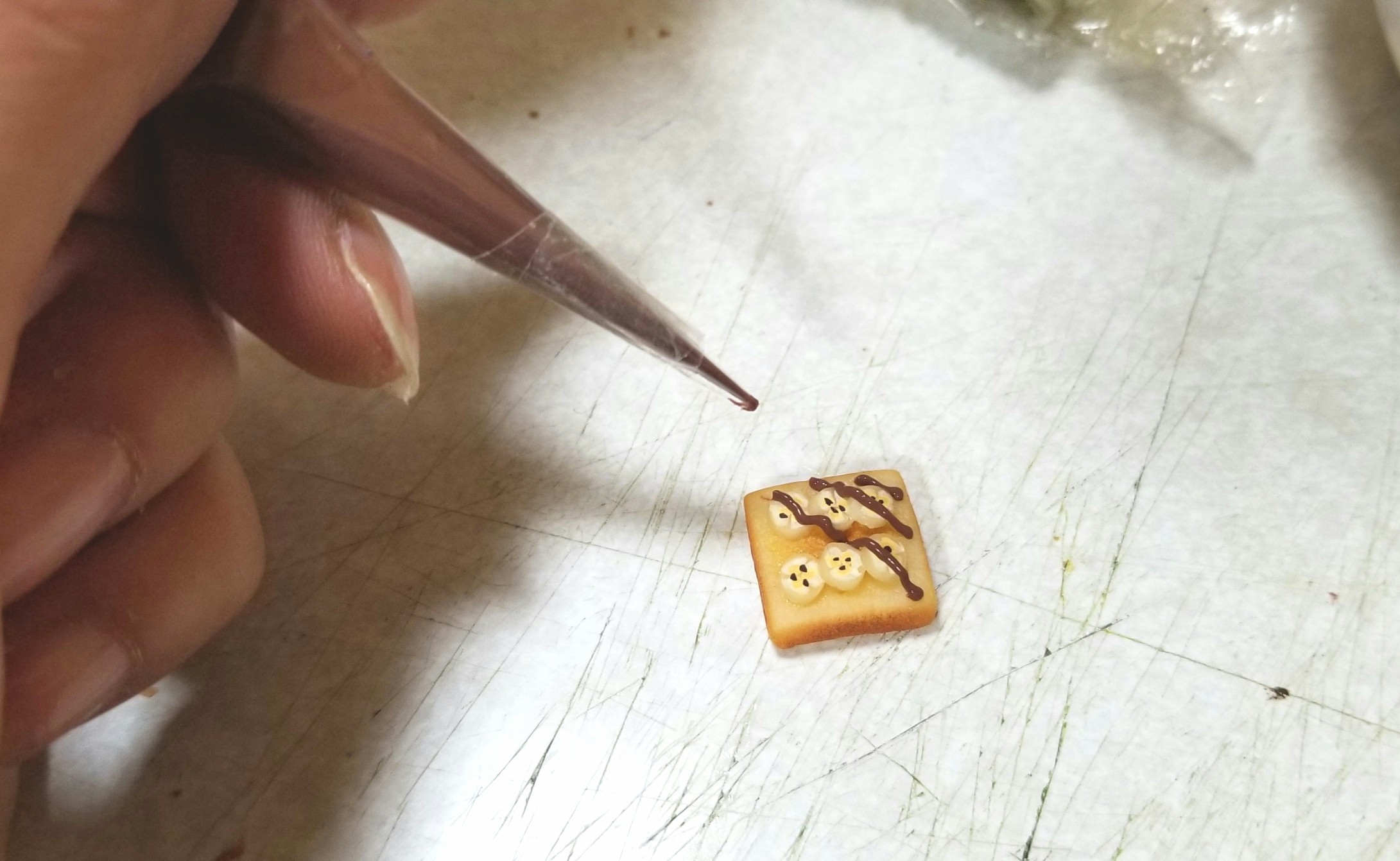 ミニチュアフード,チョコバナナトースト,食パン,作り方,ドール