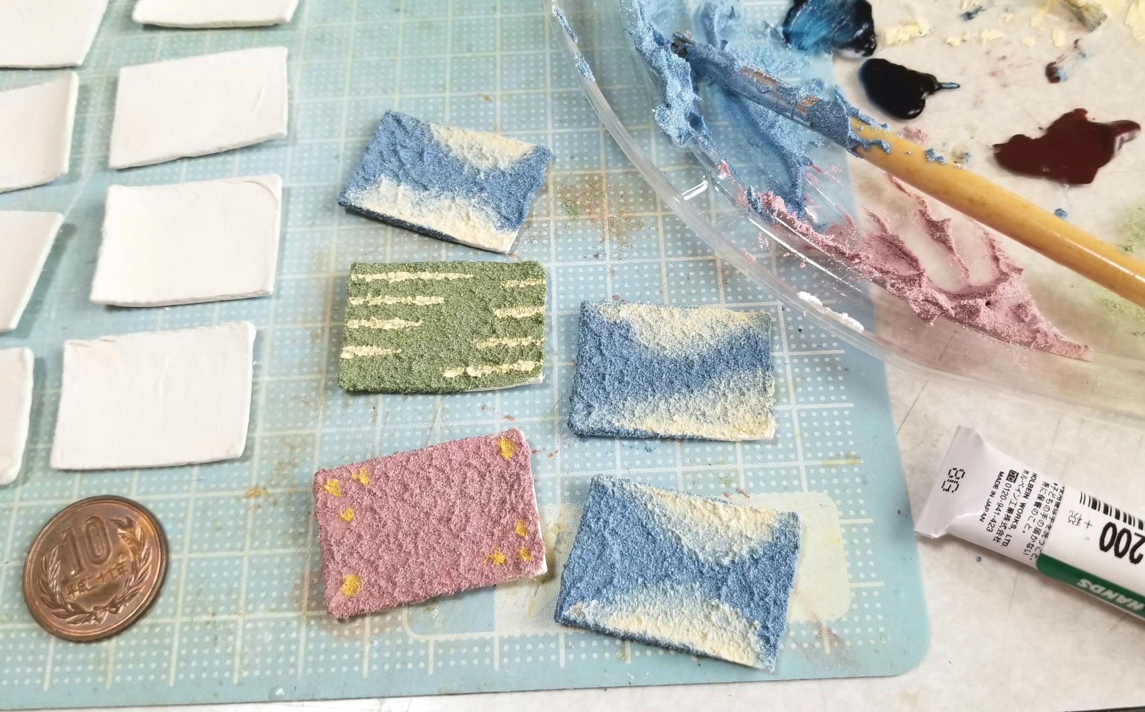 ミニチュアフード,和食器の作り方,お皿,陶器風,着色,石塑粘土,樹脂